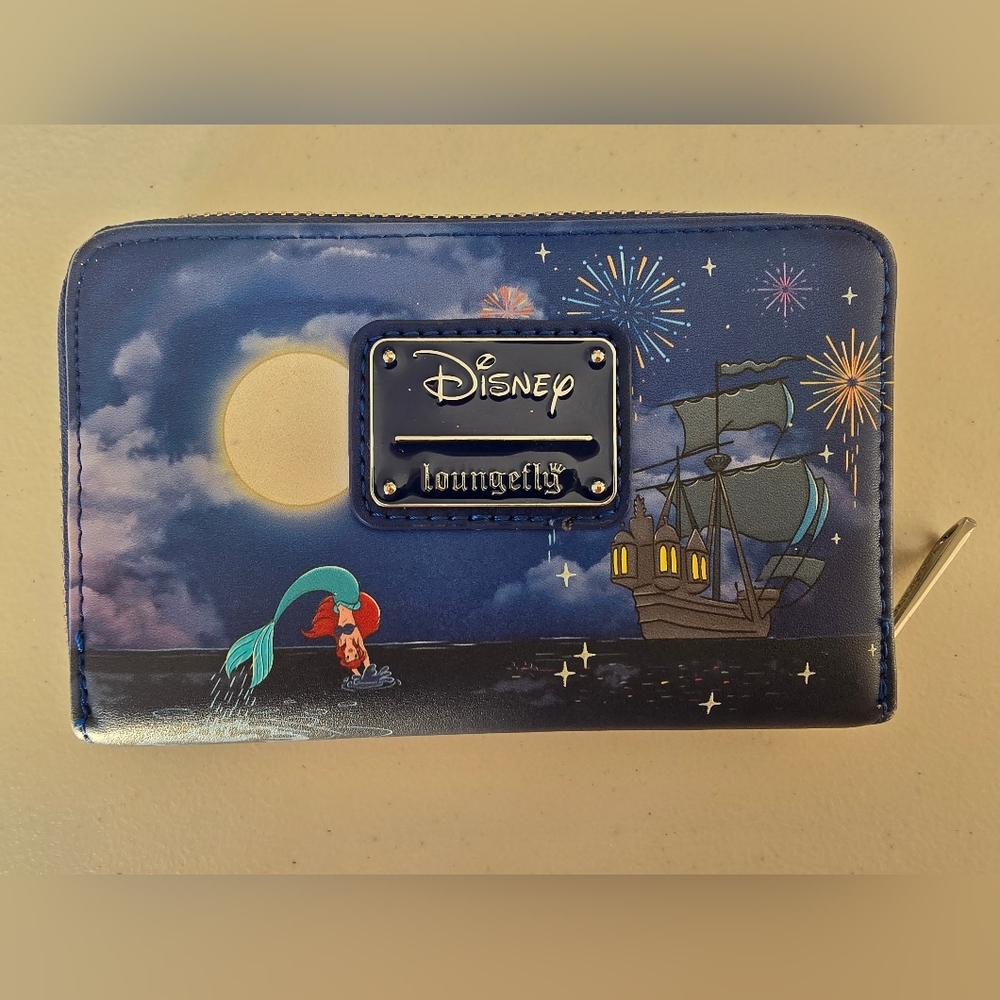 Loungefly Disney The Little Mermaid Night Sky Zip Wallet - Blue, Teal, Red
